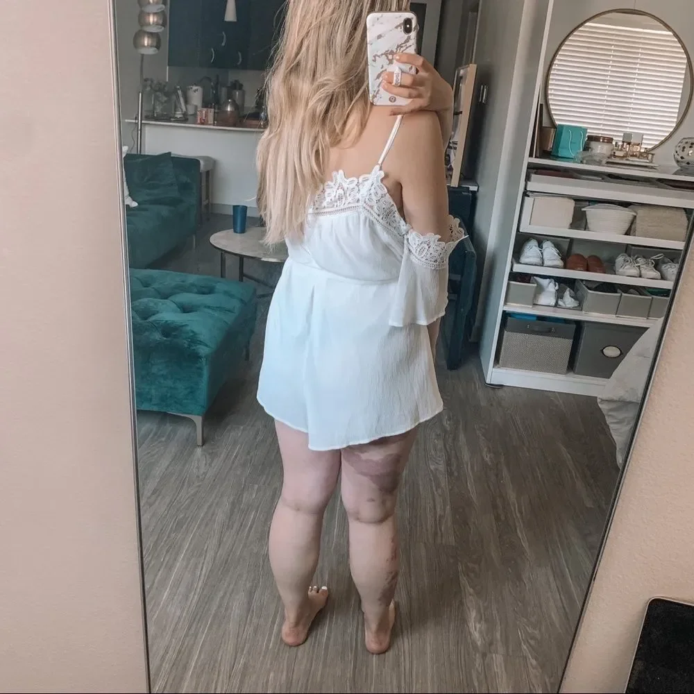 Forever 21 A Peach White Lace Jumpsuit - Picture 6 of 8